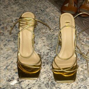 Elegant Gold Strappy Heels